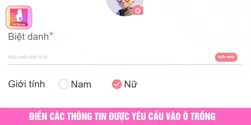 Hoàn tất các thông tin được yêu cầu 